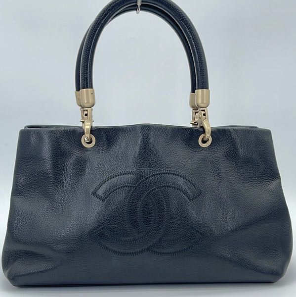Preloved Chanel CC Black Leather Handle Tote 8416289 062323