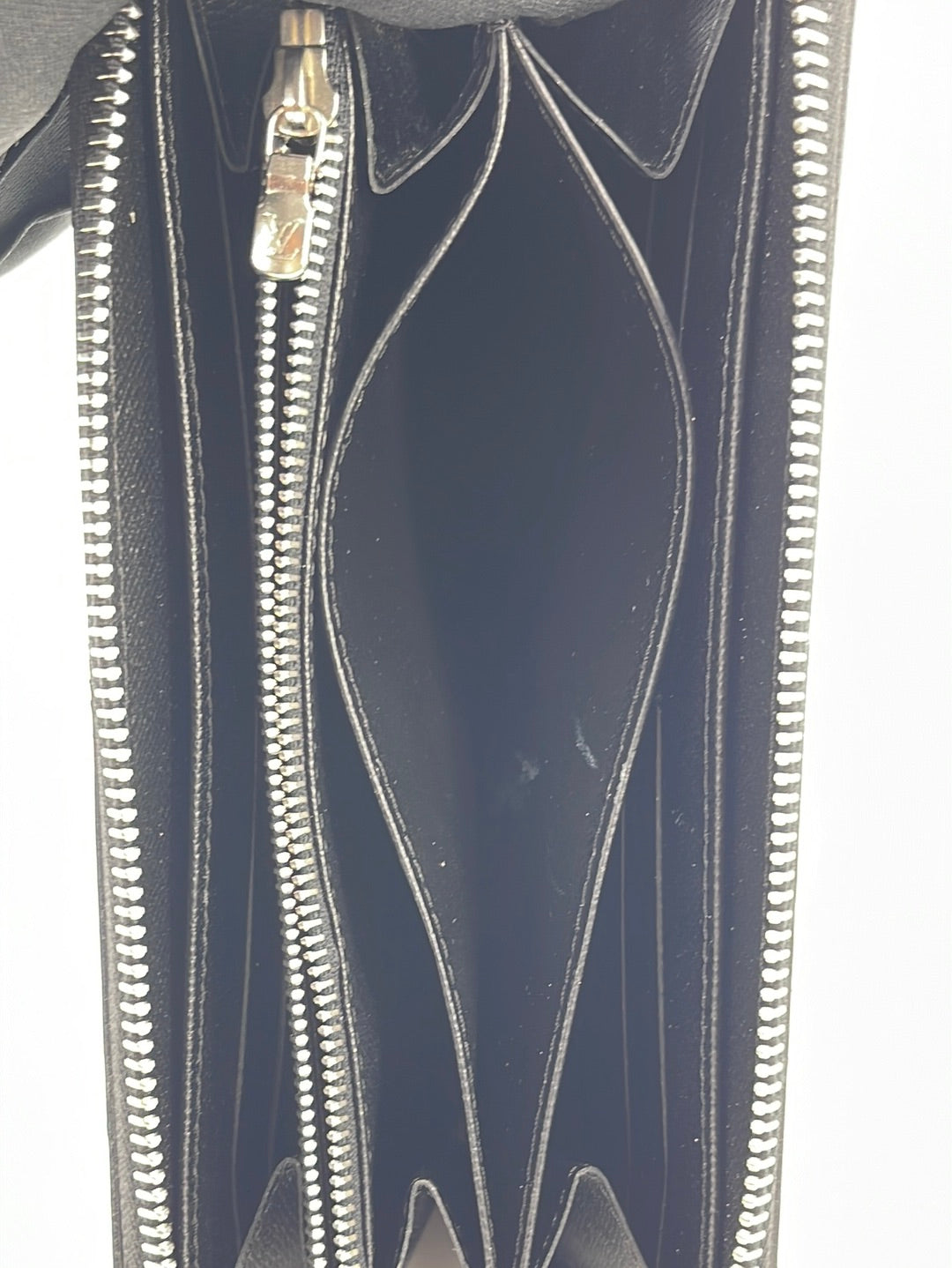 Louis Vuitton Zippy Wallet Vertical Black Blue Long Round Zipper