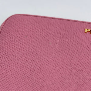 PRADA: Saffiano Metal Zip Around Wallet Cammeo - Pink – GEM