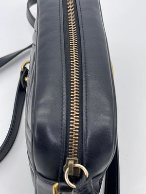 PRELOVED Gucci GG Matelasse Black Leather Medium Camera Shoulder Bag 448065527066 061923 $100 OFF LIVE SHOW DEAL