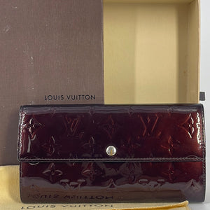 PRELOVED Louis Vuitton Burgandy Monogram Vernis Sarah Wallet TH1039 051223