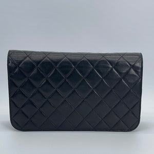 CHANEL Chain Shoulder Bag Clutch Black Quilted Flap Lambskin