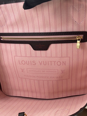 Splendid Louis Vuitton Neverfull MM tote bag with ebony checkerboard, pink  interior ballerina customized Pink Panther in love with Marilyn