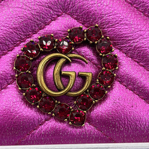 GIFTABLE Preloved Gucci Crystal Heart Fuchsia Leather Small Crossbody Bag 5498802067 061923 $200 OFF