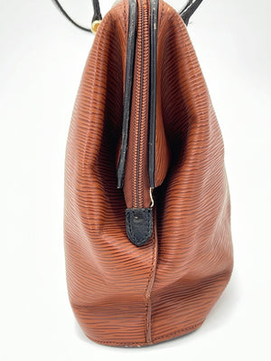 Preloved Fendi Zucchino Canvas and Orange Leather Small Hobo Bag