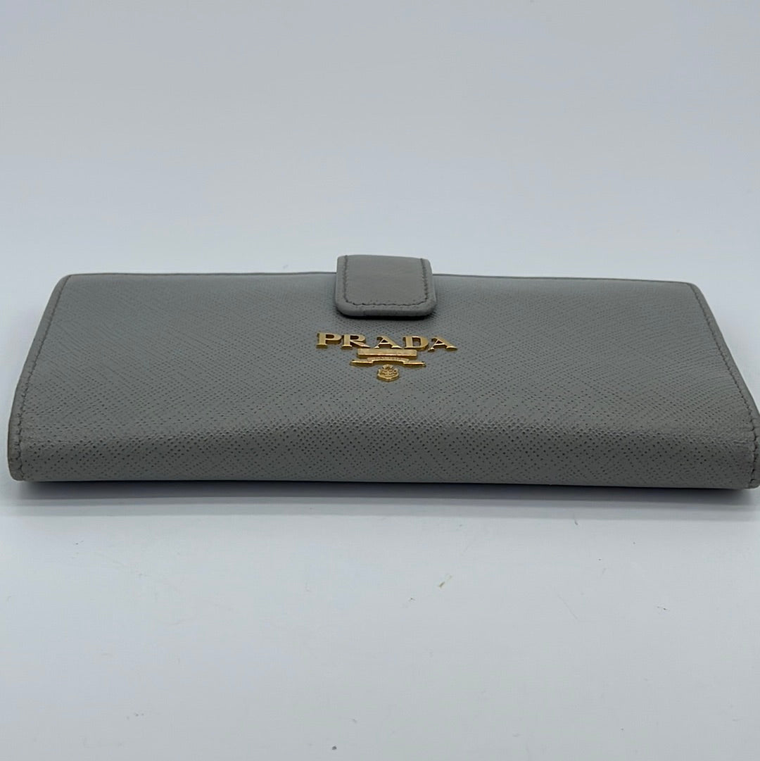 Prada Saffiano-leather Bi-fold Wallet - Grey