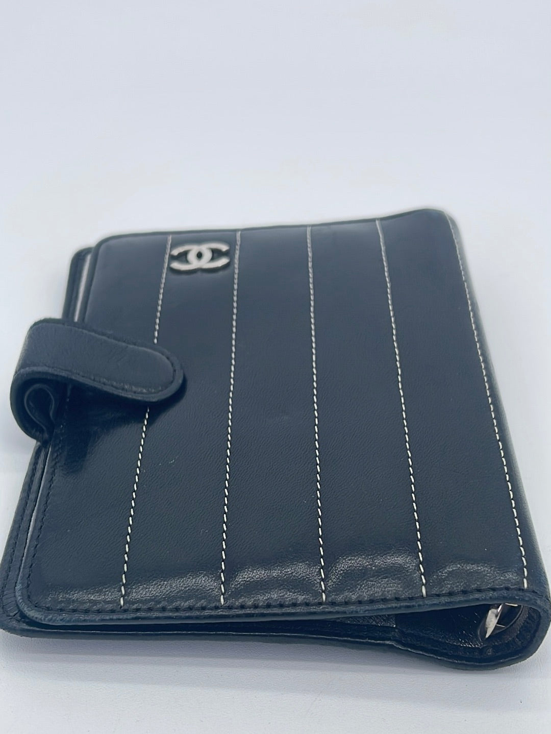 Preloved CHANEL Black Leather Agenda Notebook Cover 10399342