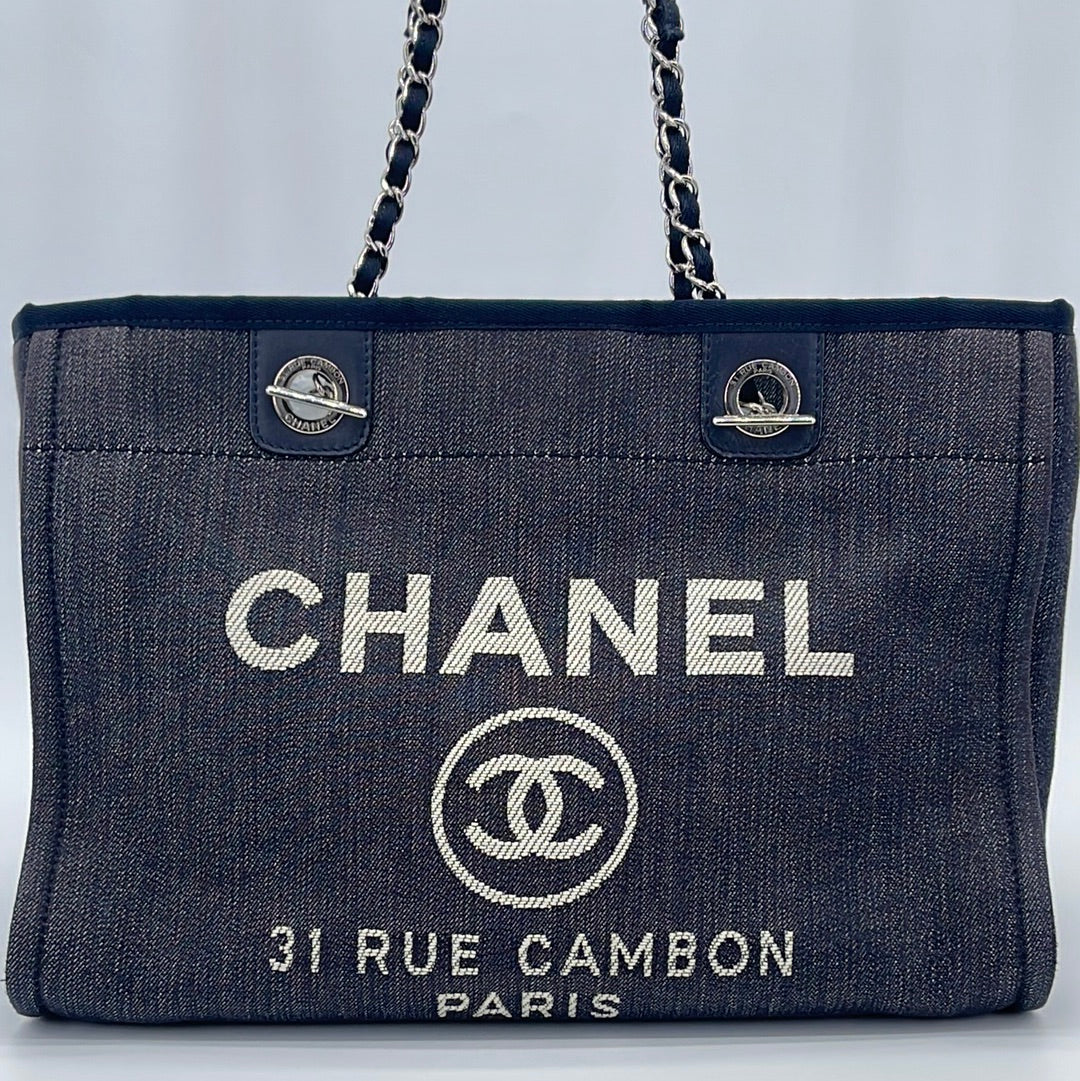 used chanel deauville tote large