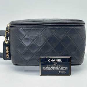 CHANEL 1994 Fall Black Lambskin Quilted Belt Bag with Medallion Chain –  AMORE Vintage Tokyo