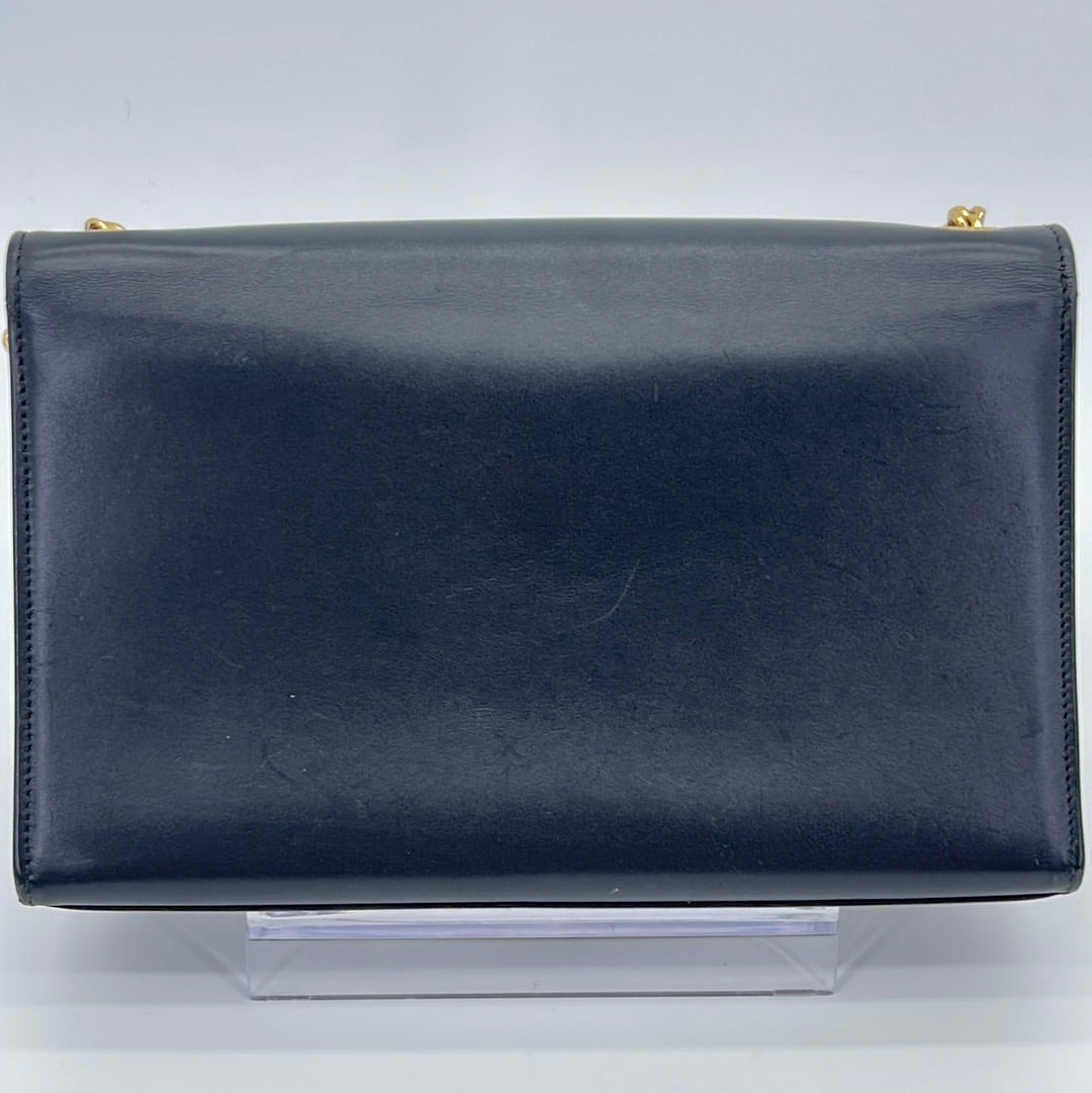 Preloved Saint Laurent Classic Black Leather Monogram Tassel Medium Crossbody Bag CLD3541191215 061423 $200 OFF