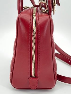 Preloved Vintage Christian Dior Red Leather Mini Lady Dior Bag 17BO0176 060923 $500 OFF
