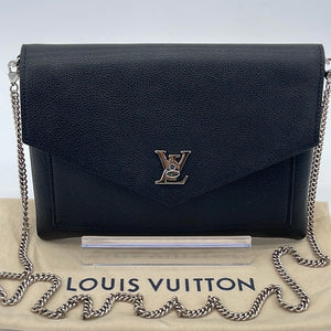 Preloved Louis Vuitton Black Leather Mylockme Chain Pochette