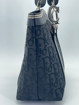 Vintage Christian Dior Black Embroidered Diorissimo Canvas Tote 07BO0045 052523 $200 OFF