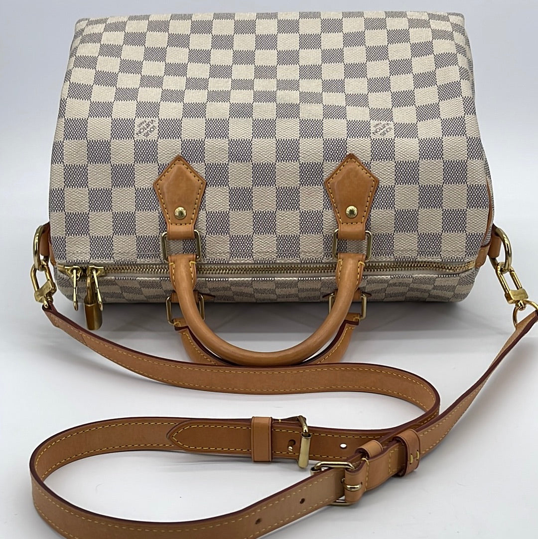 PRELOVED Louis Vuitton Damier Azur Speedy 30 Bandolier Bag SD2135 061323