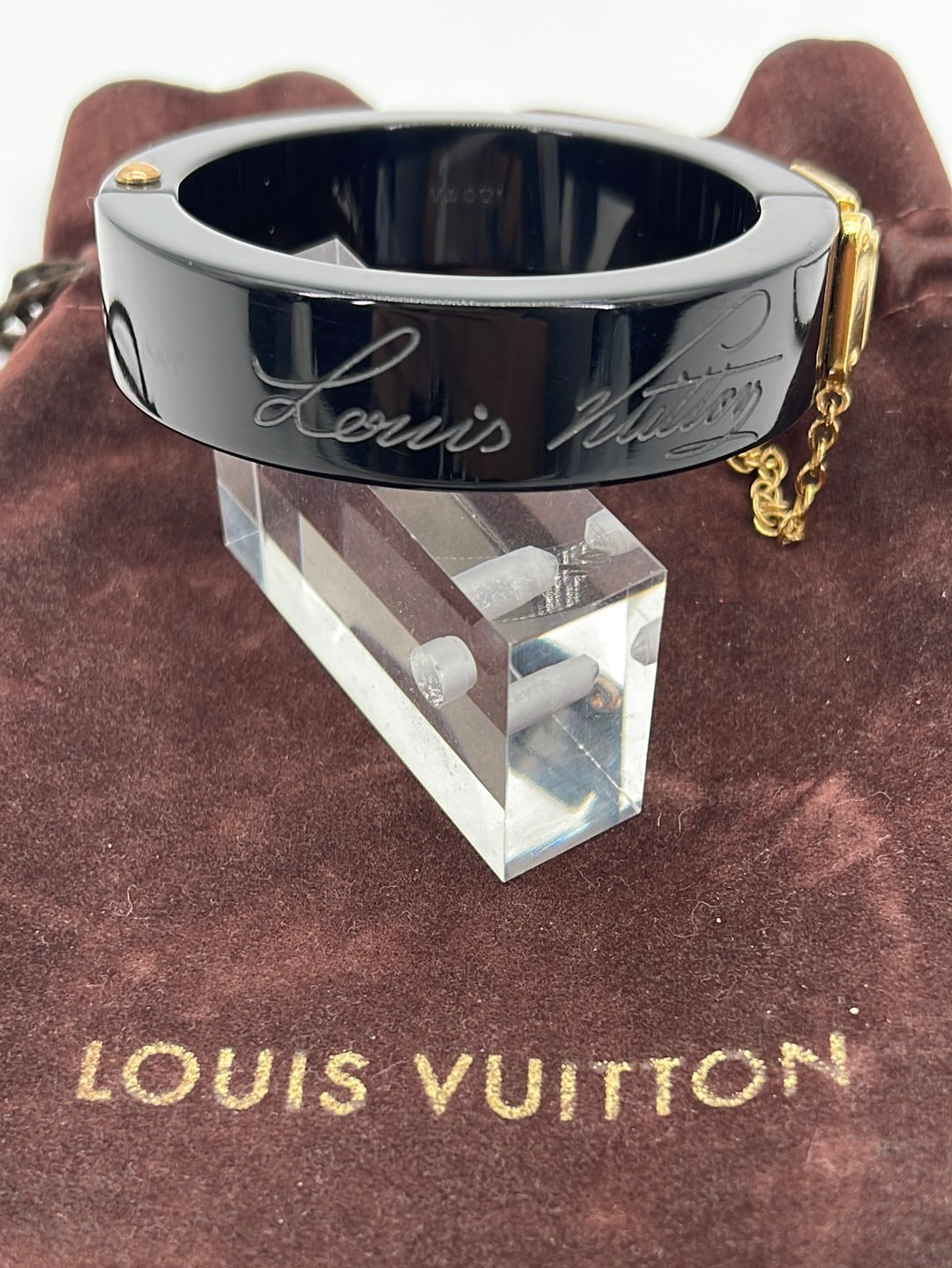LOUIS VUITTON Resin Swarovski Medium Inclusion Bracelet GM Black 192315