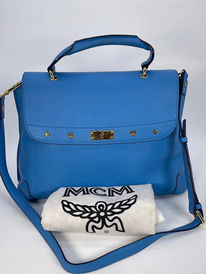 PRELOVED MCM Blue Leather First Lady Satchel Crossbody Bag J7177 05242 –  KimmieBBags LLC