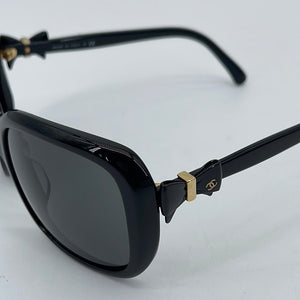 Preloved Chanel CC Logo Black Bow Sunglasses 66 061923