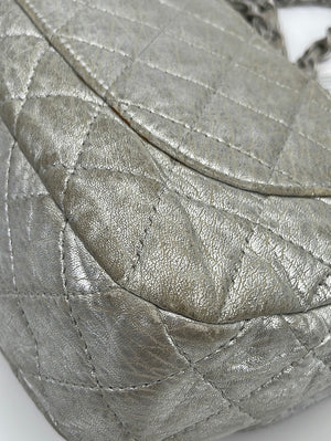 PRELOVED Vintage CHANEL Single Flap Quilted Silver Shoulder Bag
