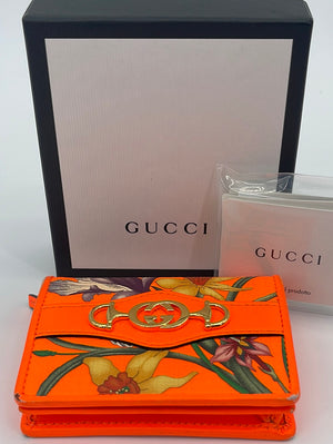 Preloved Gucci Orange Flora Horsebit Bifold Wallet 5363530959