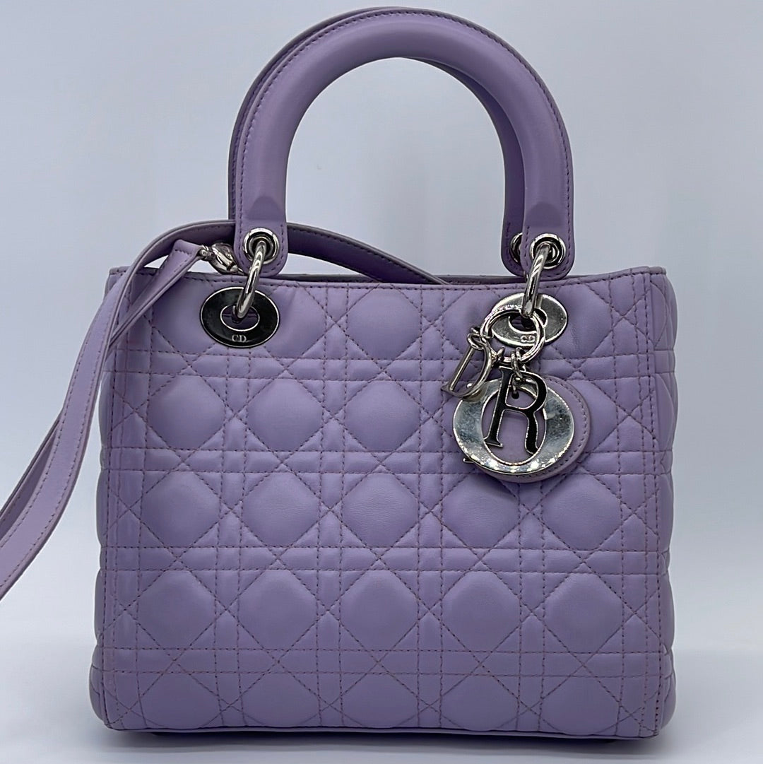 Preloved Christian Dior Lavender Cannage Quilted Lambskin Medium Lady Dior Bag 05MA1102 072623