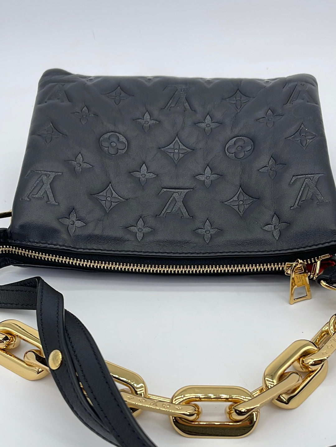 Louis Vuitton Silver Embossed Monogram Coussin BB Crossbody Bag
