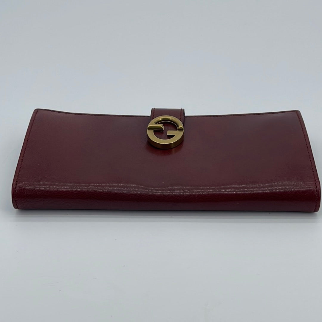 eState Vintage Gucci Burgundy Red Credit Card ID Holder Wallet