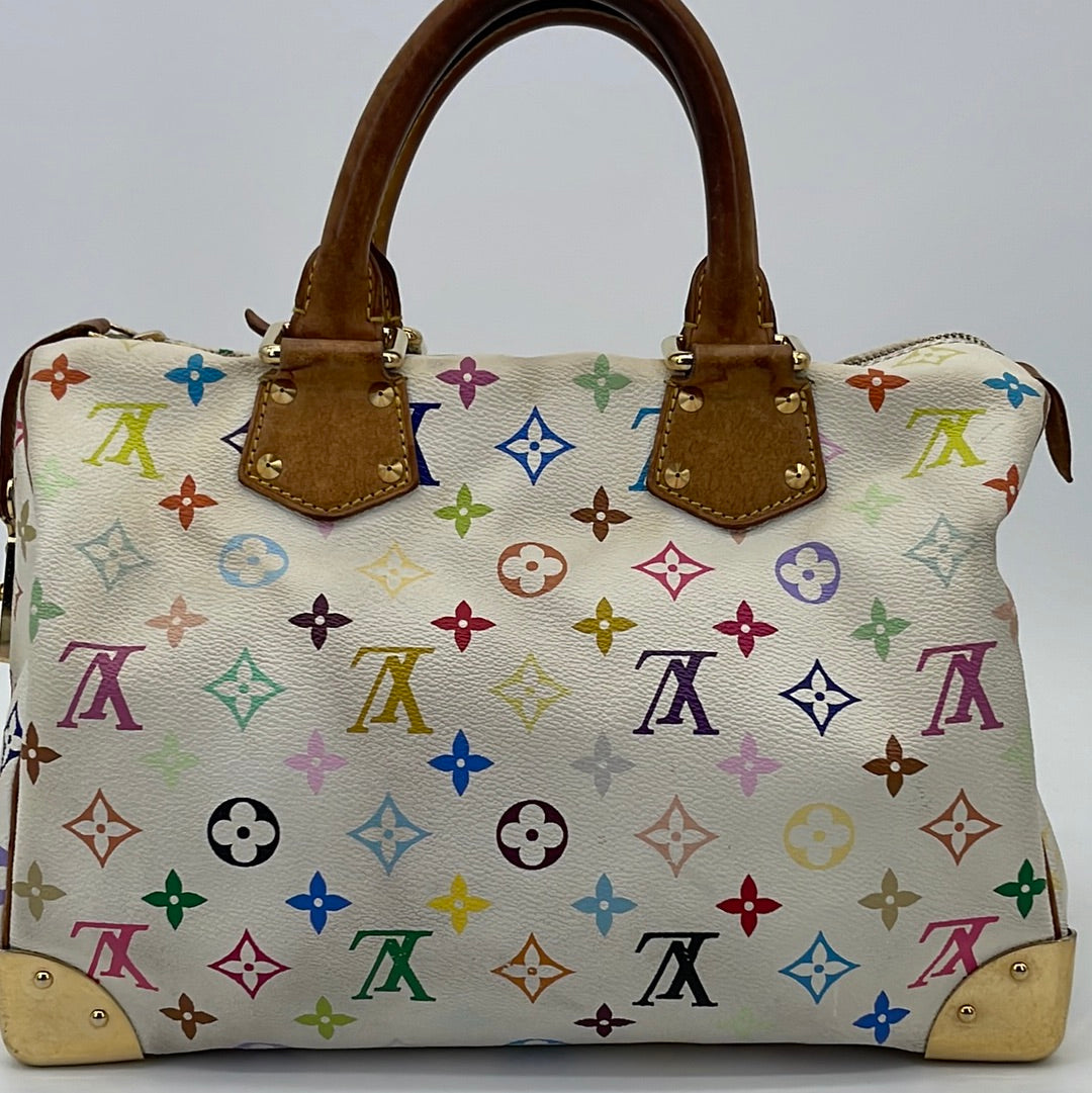 Vintage Louis Vuitton White Multicolor Speedy 30 Bag SP0094 061923