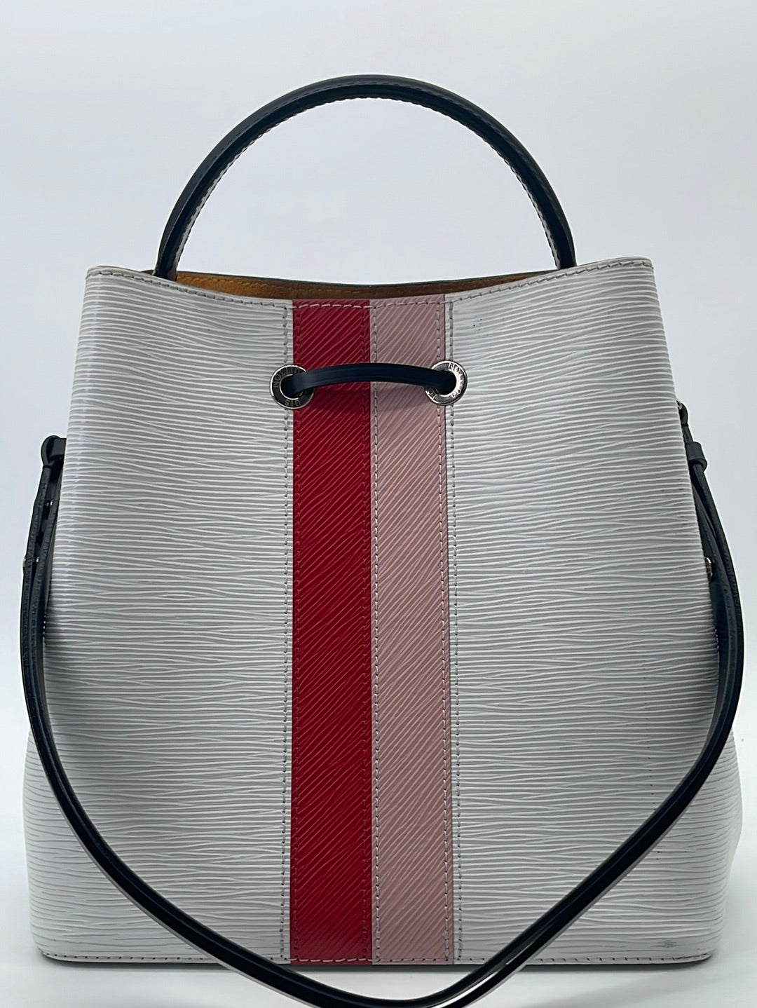 Preloved LOUIS VUITTON Limited Edition White, Red, and Pink Epi Stripes Neo Noe 2WAY Shoulder Bag SR2158 062723 $100 OFF