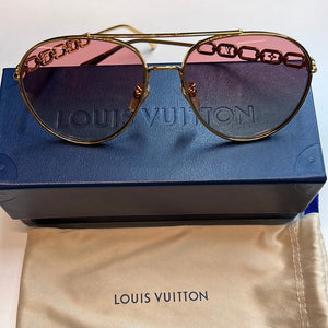 SNEAK PEAK 15 Preloved Louis Vuitton Gold Chain and Pink Aviator Sunglasses 15 052423 - 225 OFF