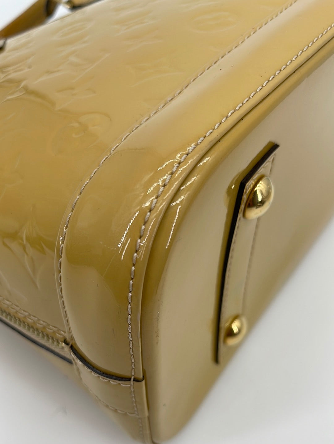 Louis Vuitton Yellow Monogram Vernis Alma PM Top Handle Bag Louis