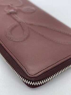 PRELOVED Saint Laurent Brown Embossed Leather Long Zippy Wallet 2339003661 062323