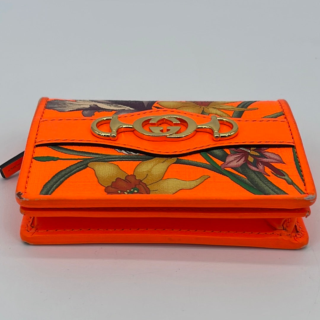 Preloved Gucci Orange Flora Horsebit Bifold Wallet 5363530959 052223