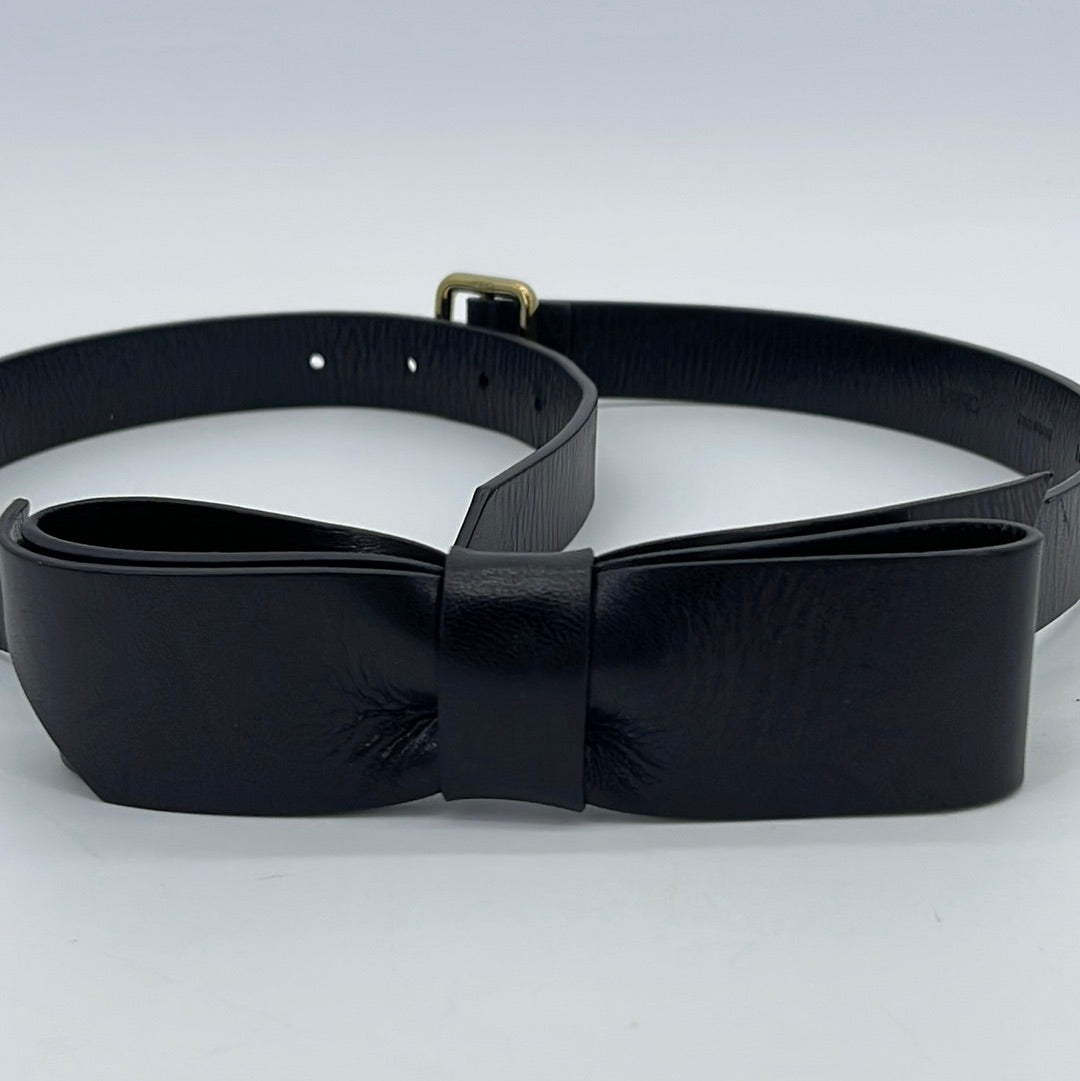 GIFTABLE Preloved Chloe Black Leather Bow Belt 81 061923 $100 OFF FLASH