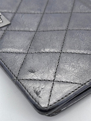Preloved Chanel Metallic Gray Bifold Quilted Reissue Long Wallet 12496885 060223