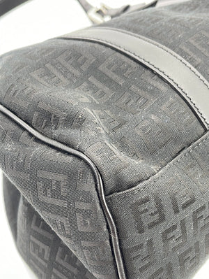 Preloved Fendi Zucchino Black Nylon  and Leather Shoulder Bag 22418BR463JQ5078 051023 $300 OFF