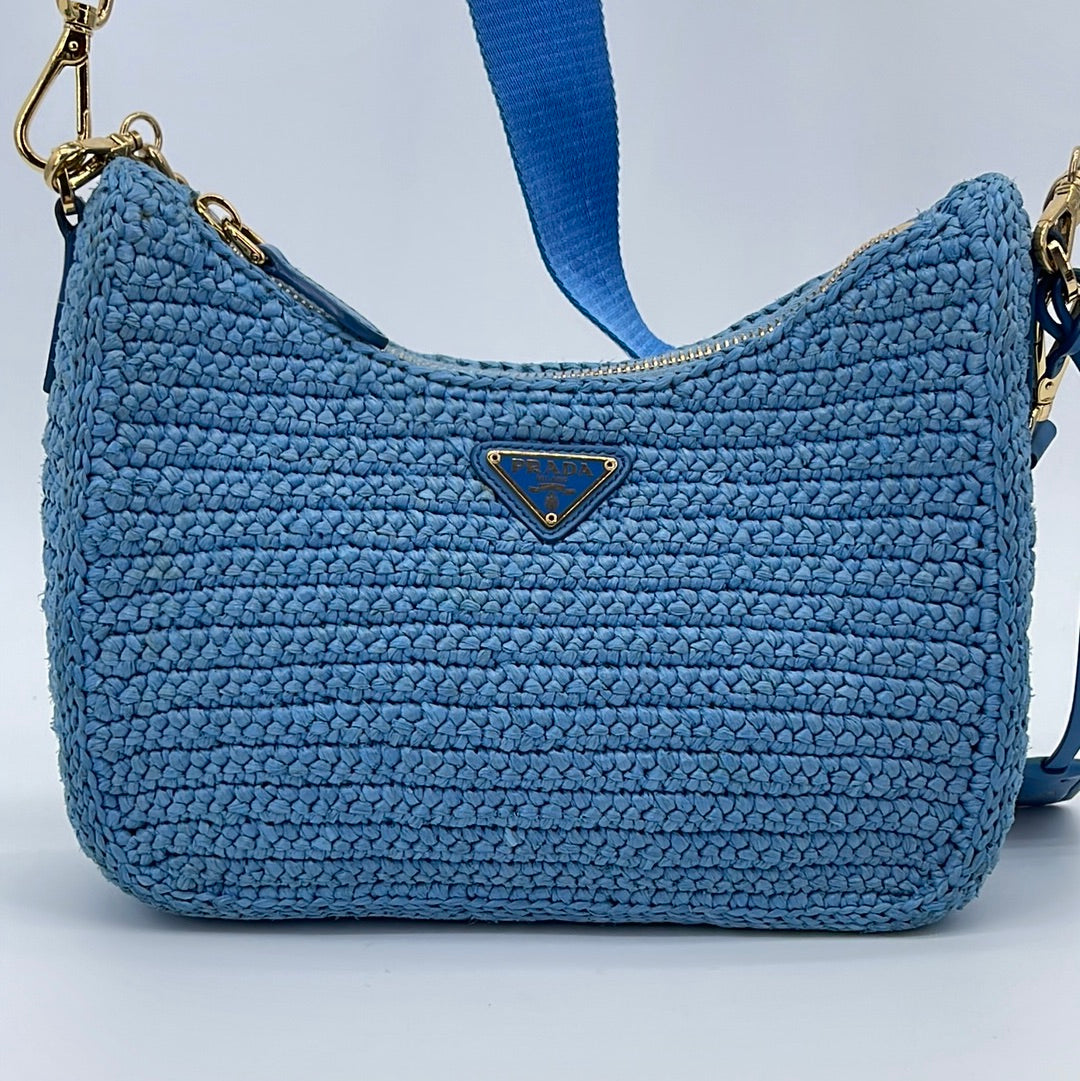 Shop Prada Re-Edition Raffia Mini Bag