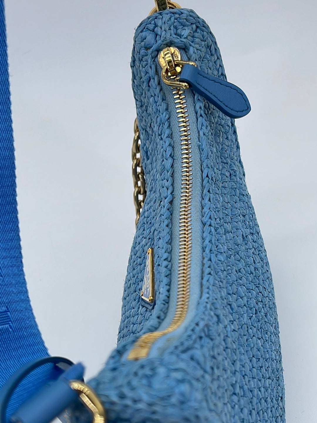 Wyld Blue Vintage Prada White Crochet Tote Bag