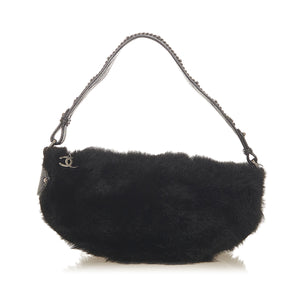 Preloved Chanel Black Fur Leather Tote 032823