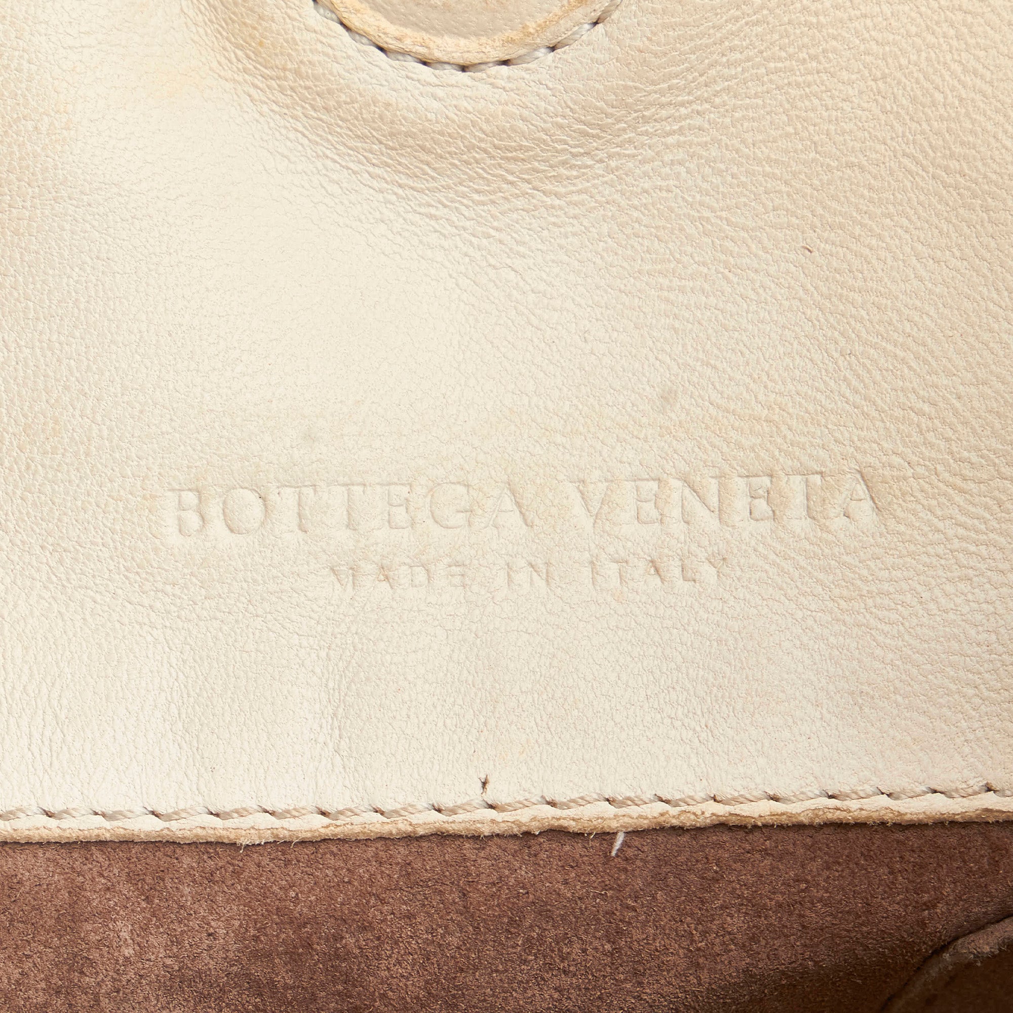 Preloved Bottega Veneta Intrecciato Cream Leather Bucket Hobo Bag 032823