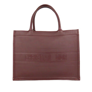 Preloved Christian Dior Embossed Wine Leather Medium Book Tote XTB6TR8 040323