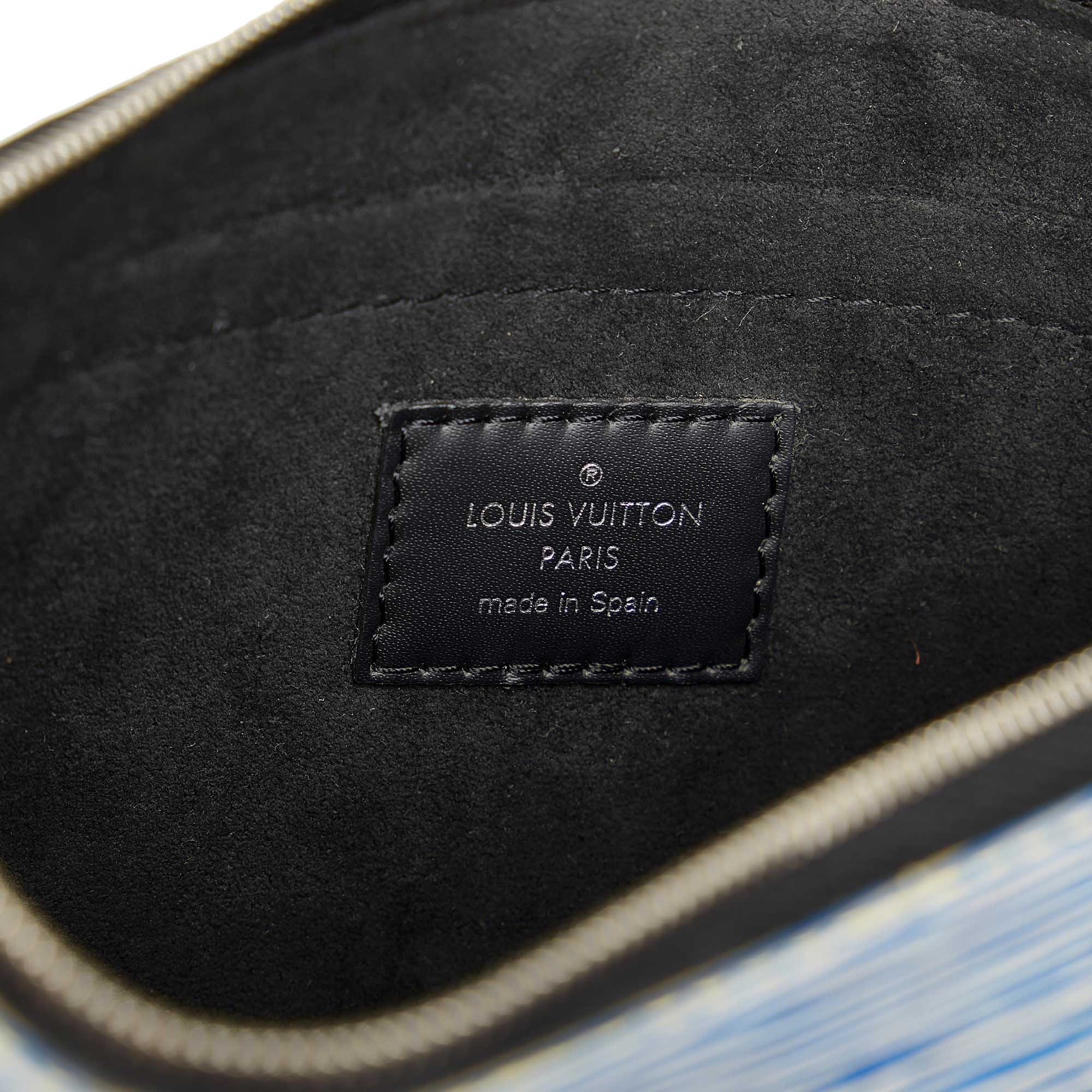 Neverfull clutch bag Louis Vuitton Blue in Denim - Jeans - 37456071