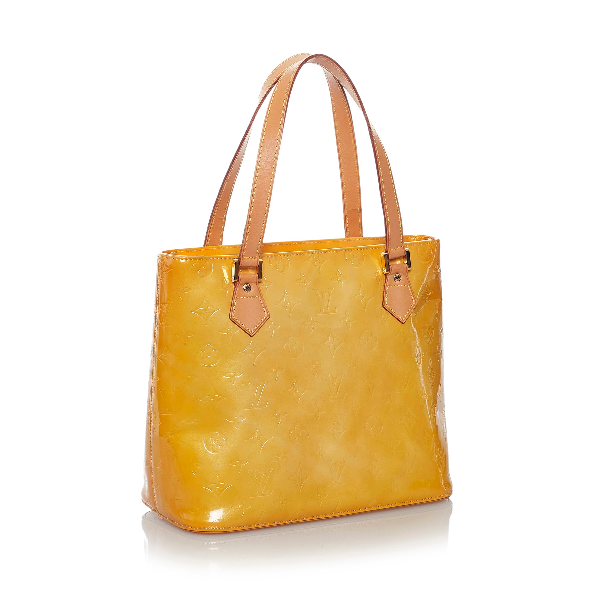 #53 Louis Vuitton Yellow Monogram Vernis Houston Zip Tote Bag