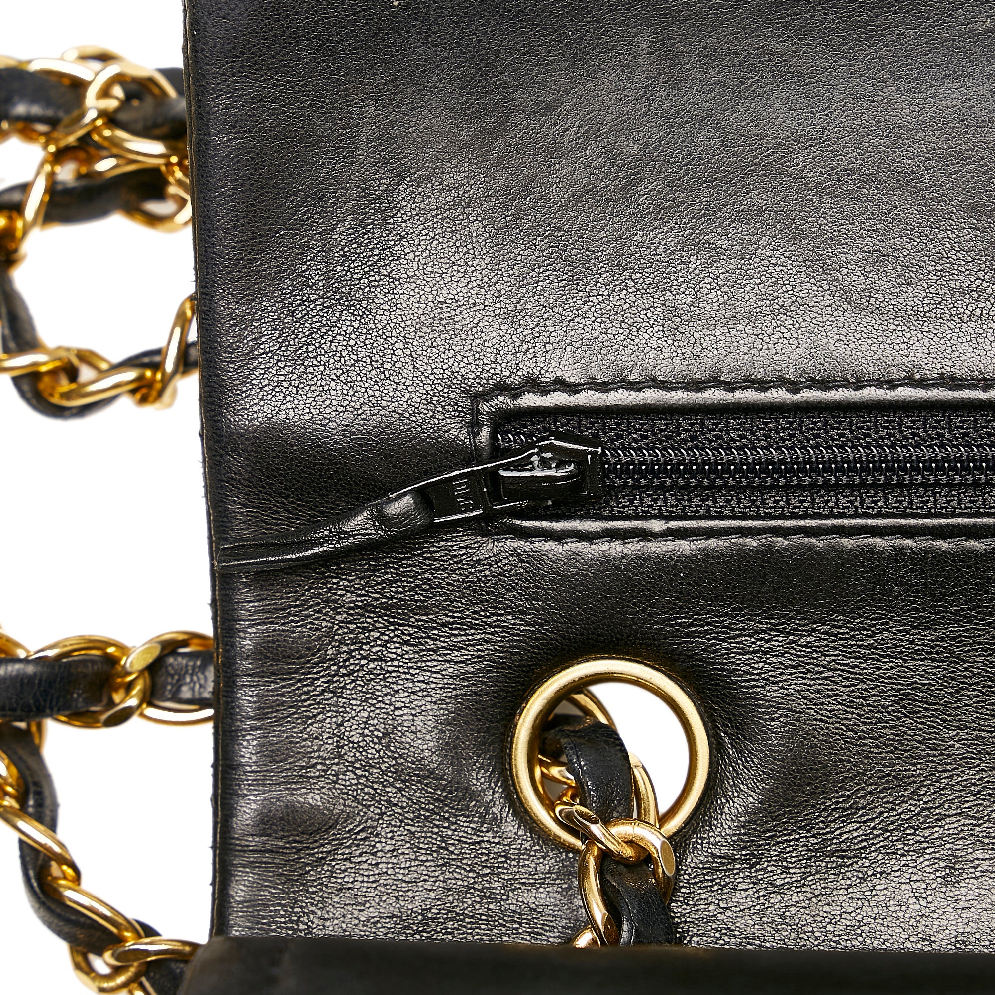 Vintage CHANEL Lambskin Medium Double Flap Black Matelasse Chain Bag Q4B8CHV 040323