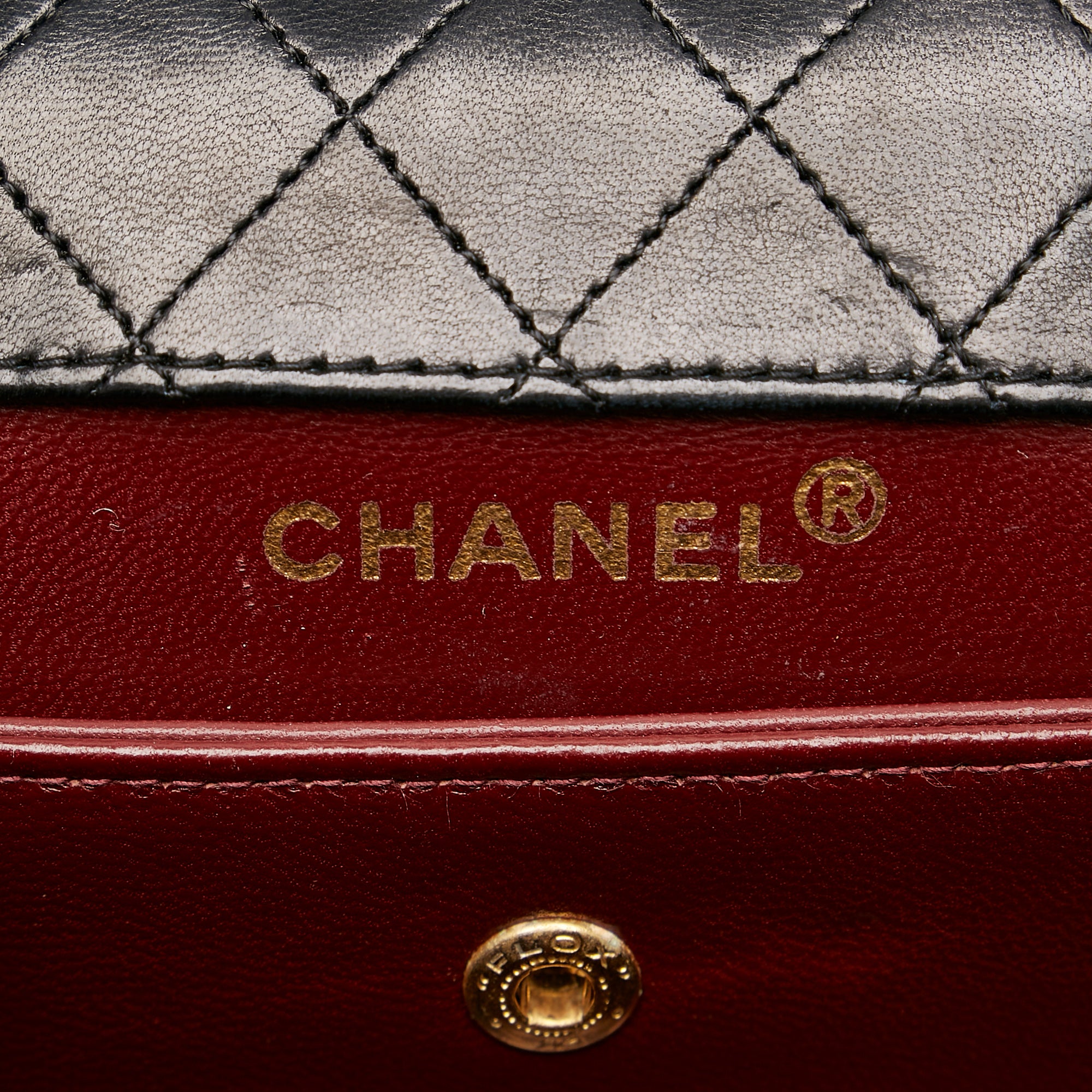 Vintage Chanel Quilted Matelasse CC Logo Lambskin Trapezoid Chain