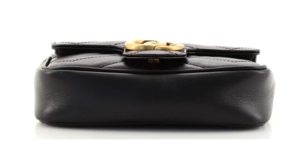Preloved Gucci GG Marmont Flap Matelasse Black Leather Super Mini Bag 476433 493075 011723 LS