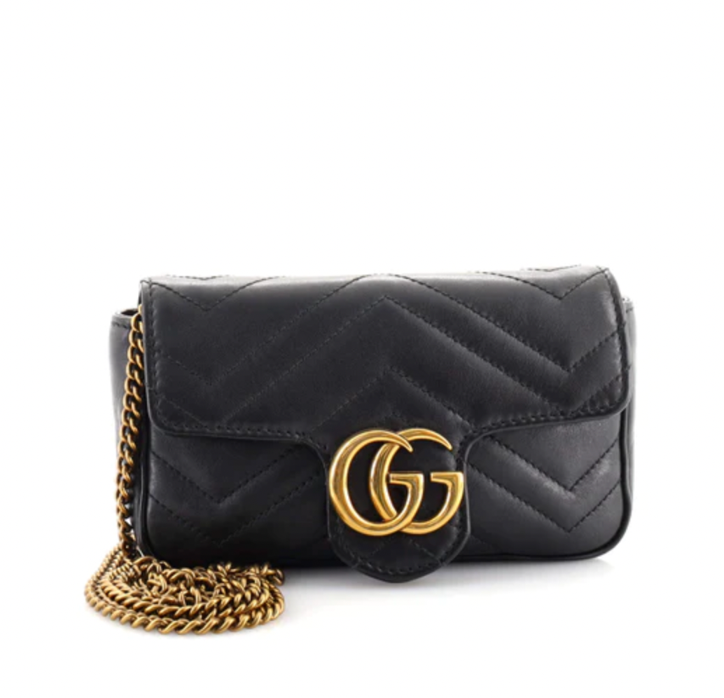 Preloved Gucci Black GG Marmont Super Mini Bag 476433 0416 011923