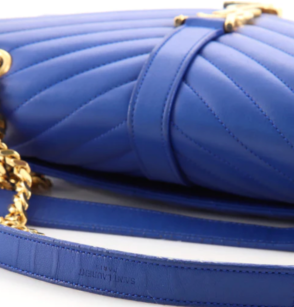 Preloved Saint Laurent Classic Blue Leather Medium Envelope Bag ARS381667.0115 011923