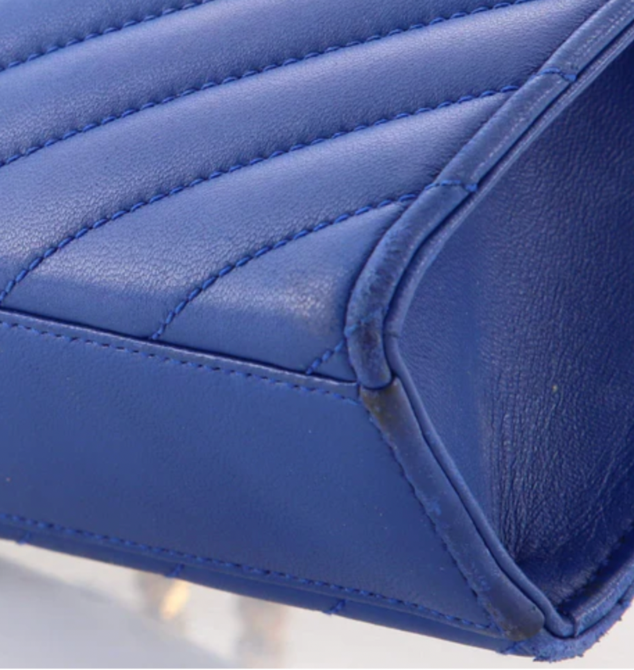 Preloved Saint Laurent Classic Blue Leather Medium Envelope Bag ARS381667.0115 011923