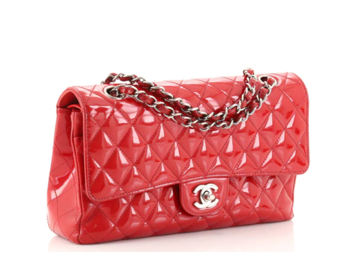 CHANEL Lambskin Quilted Medium Double Flap Red 170485