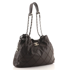 CHANEL MEDALLION Caviar Skin Leather Black Tote Bag #2508 Rise-on 